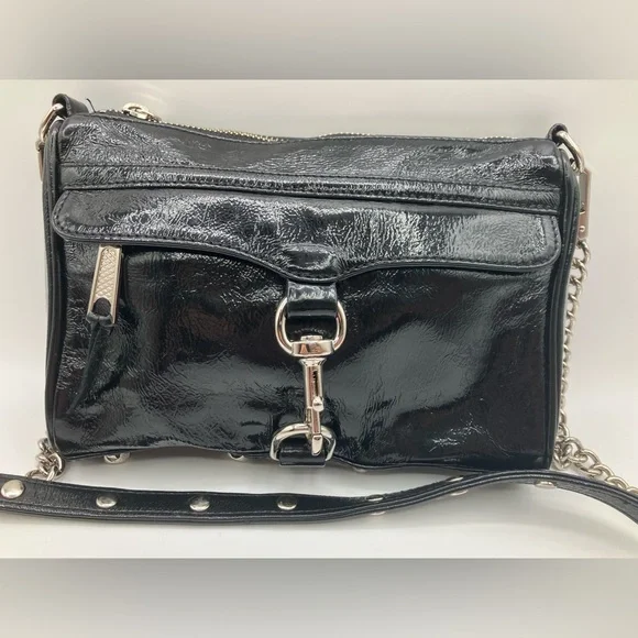 Rebecca Minkoff Black and Silver Crossbody Bag Patent - Picture 1 of 9